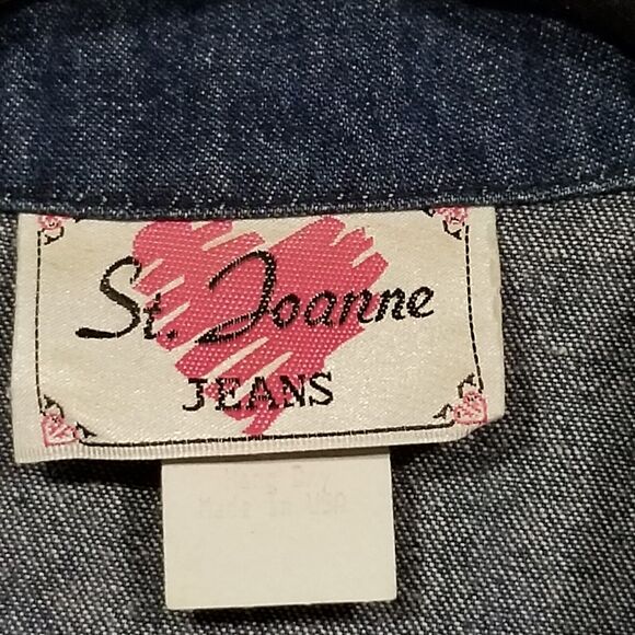 Vtg St. Joanne M/L Top Vest Blue Denim Leopard Beaded Fringe Boho Festival FLAW - Picture 4 of 9